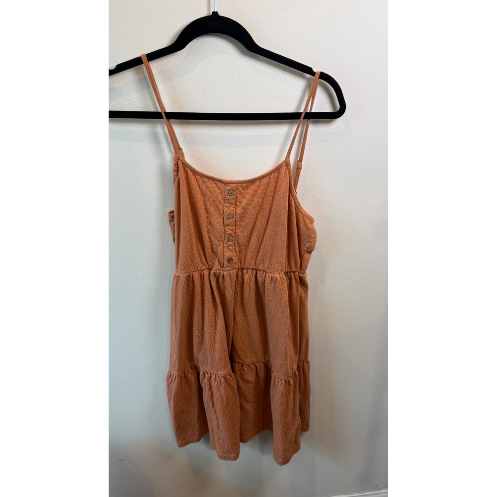 Roxy Womens Terracotta Orange Tiered Cotton Smocked Mini Sun Dress Size XL